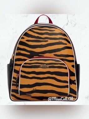NWT COACH Tiger Court Backpack With Tiger Print Bag